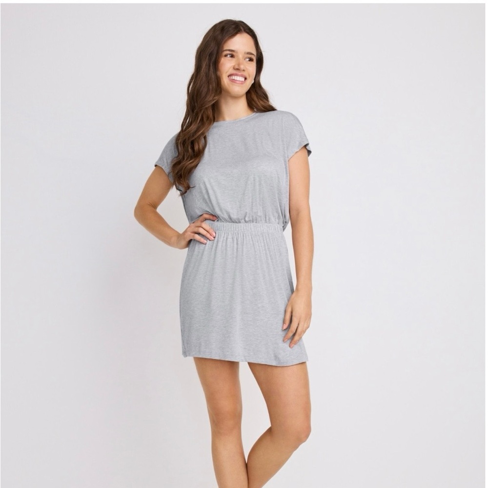 Jockey Cinched Waist Knit Dress Heather Gray Large